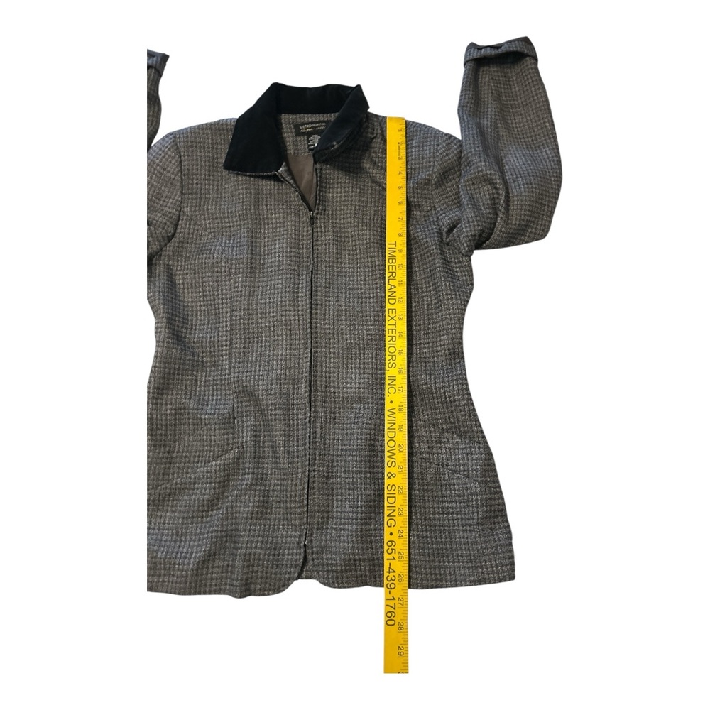 Metro Collection New York Micro Houndstooth Full Zip Blazer Velvet Collar Size 8 - Picture 8 of 12